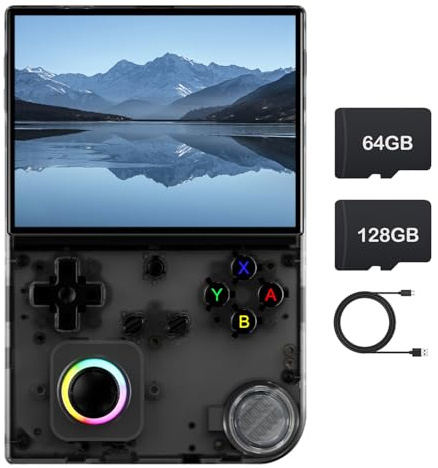 HANHIBR RG40XXV - Console portatile per videogiochi rétro, sistema operativo Linux integrato, scheda TF da 64G+128G, console per videogiochi rétro con schermo IPS da 4,0 pollici, lettore video