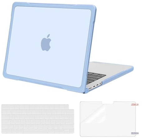 MOSISO Compatible with MacBook Pro 14 inch Case 2026-2021 M5 M4 M3 M2 M1 A3427 A3426 A3434 A3112 A3185 A3401 A2918 A2992, Soft TPU Bumper Anti-scratch Hard Shell&KeyboardCover&ScreenFilm, Air Blue