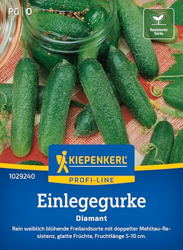 Kiepenkerl Einlegegurkensamen Diamant 1029240 – Gurkensamen, bitterfrei, glatte Früchte, Cornichons, perfekt für eingelegte Gurken, Gemüsesamen