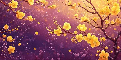 Malen Nach Zahlen Rosa Malen Nach Zahlen Erwachsene gelbe Blume DIY mit Rahmen Ölgemälde Set Malen Basteln, mit Pinseln Acrylfarben Kreativ Set für Erwachsene,Home Wand Dekor Geschenk 100x200cm E-1112