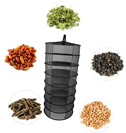 Alipis 8layer Folding Storage Organizer Hanging Drying Rack Layers Net Shelf for Kitchen Plant Garden Laundry Rack
