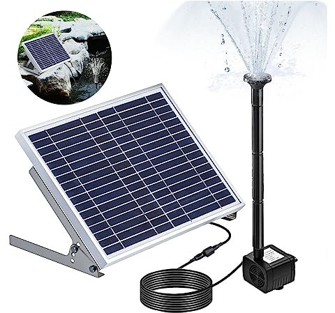 Pompe Solaire Bassin Exterieur, Pulvérisateur d'arrosage d'eau de jardin d'étang de piscine de fontaine d'eau actionnée par panneau solaire avec la pompe à eau et les têtes pour colibri, bassin, pisci