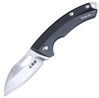 Sanrenmu Mini Faltmesser mit Taschenclip 4Cr15N Klinge 1.97 Länge Messer Leichte Legierung Aluminium Griff (Schwarz)