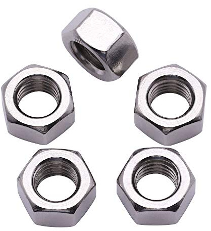 UNC 1/2-13 Stainless Steel Hex Nuts, 304 SS (18/8), Grade A2-70 Hexagon Head Nuts, No Coating, Bright Finish, 20 Pack