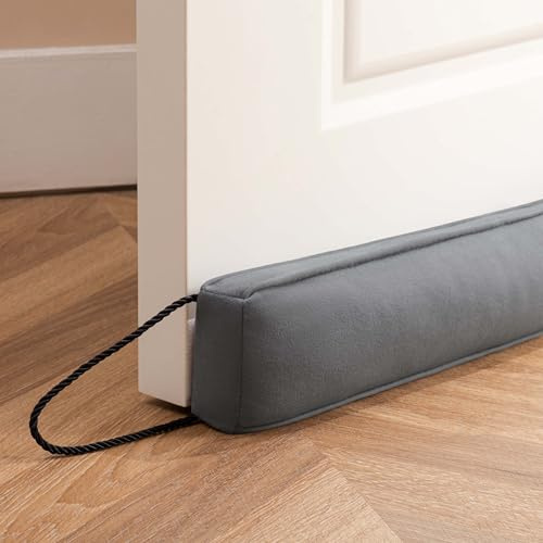 HBselect Zugluftstopper für Türen 152cm, Quader Türdichtung Unten, Zugluftstopper Windstopper Schutz vor Luftzug und Lärm Geeignet für Türen und Fenster Grau
