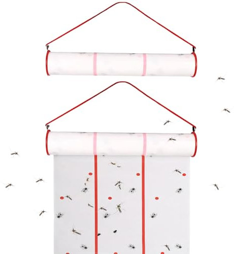 BEAHING Vollo Nastro, Nastro a Mosca, 2 PCS 13, 12 Piedi Rotolo di Carta appiccicoso, Orizzontale o Verticale, Rotolo di Trappola sospesa per Esterno/Interno, Serra, stalle, Giardino, Carta