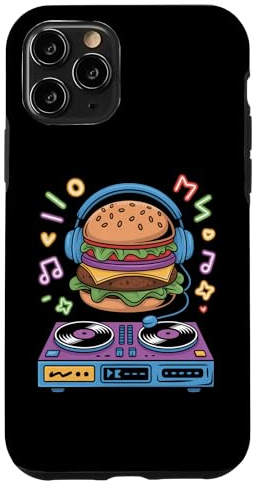 Dj Food Burger Avec Casque Et Platines Pour Les Fêtes Coque pour iPhone 11 Pro