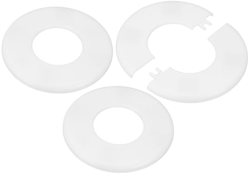 M METERXITY 3-Pack Wall Split Flange 6.5mm/0.26in H Round ABS, White | For 50mm/1.97 in Dia Pipe, Self-Adhesive, Escutcheon Plate Cover Buckle for Floor, Ceiling, Plumbing Cover Plates