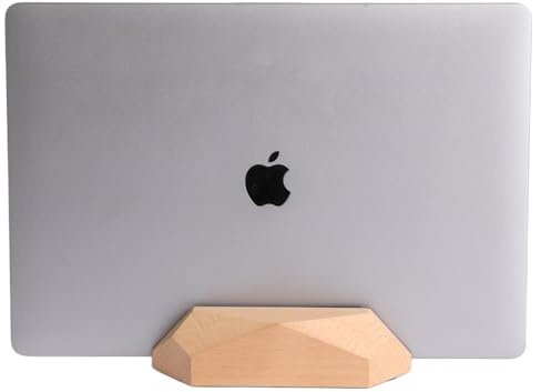 Nuvograin Adjustable Vertical Laptop Stand, MacBook Holder Wood Stand, Wooden Laptop Stand, Vertical Laptop Holder for Desk, Width Adjustable Dock Fits All MacBook/Surface Pro