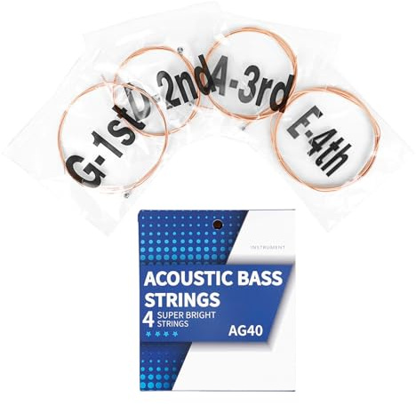 4 x Akustik-Bass-Saiten, 4-saitige Bass-Saiten, Ersatz-Saiten aus Karbonstahl, sechseckige Legierung, Basssaiten 40, 60, 75, 95