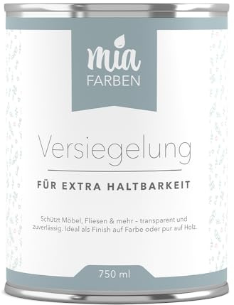 miafarben Versiegelung Klarlack für Holz & Möbel glänzend 750ml | Transparent & strapazierfähig auf Kreidefarbe und Möbelfarbe – wasserbasierter Schutzlack für Holz, Möbel & Treppen