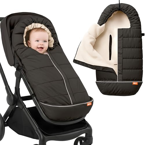 Baby Uma Kinderwagen-Fußsack für Kinderwagen Universal – Oeko-TEX Standard 100, Fleece-gefütterte & wasserdichte Kinderwagen-Auskleidung mit Kapuze mit Kordelzug, Universal-Fußsack für Kinderwagen