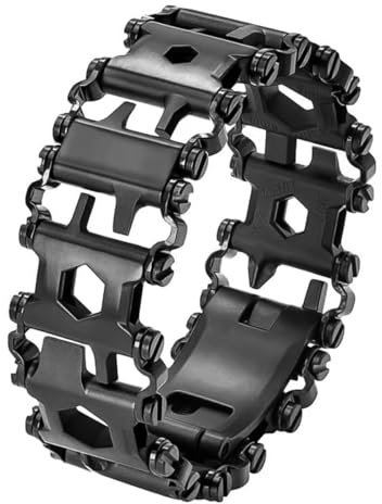 DUZEPA Herramienta multiusos de acero inoxidable 29 en 1, pulsera, destornillador, llave inglesa, abridor de botellas, llavero, tarjeta de herramientas para acampar, senderismo y viajes.