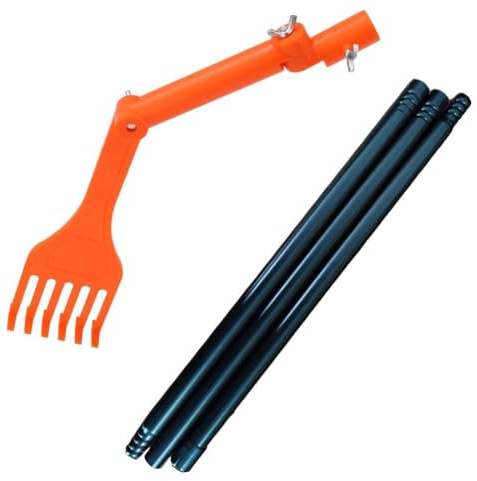 Opatiny Smart Mini rastrello per grondaia con testa regolabile per rimuovere foglie e detriti da tetti e grondaie, in plastica arancione, 394 x 75 mm