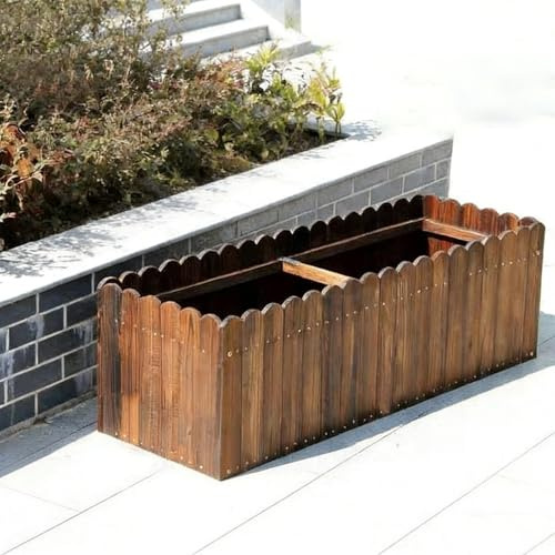 Labasuan Fioriera in legno da 120 cm - Aiuola in legno carbonizzato resistente alle intemperie per esterni/interni, fioriera rialzata resistente con traverse rinforzate(120 * 30 * 30cm)
