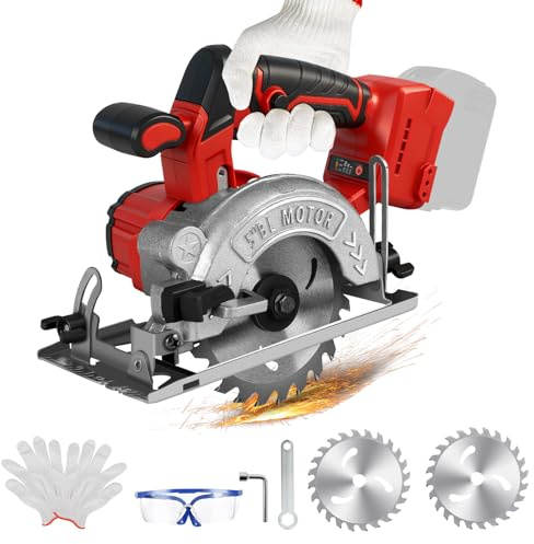 5 Inch Cordless Circular Saw for Milwaukee M18 18V Battery(No Battery), Brushless Motor, 0-45° Cutting Angle, Max Cutting Depth 1.6(90°), 0.83''(45°), Idea for Wood, Plastic, Soft Metal