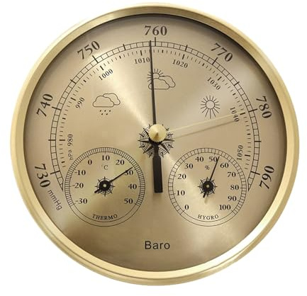 Barometro Da, Sensore Ad Alta Precisione, 13,2x3,5 Cm, Termometro Per Stazione Meteorologica, Igrometro E Barometro, Costruzione In Metallo, Uso Domestico Per Campeggio In Barca