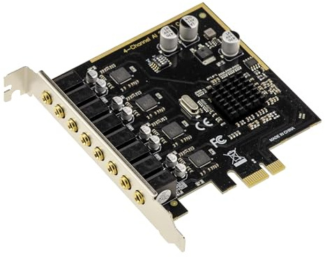 KALEA-INFORMATIQUE 4-Kanal-HD-PCIe-Soundkarte CM6646 mit unabhängigen Ein- und Ausgängen für gleichzeitige Aufnahme oder Wiedergabe, DAC/ADC 44 bis 192 kHz und 16/24/32 Bit, Rauschunterdrückung per KI