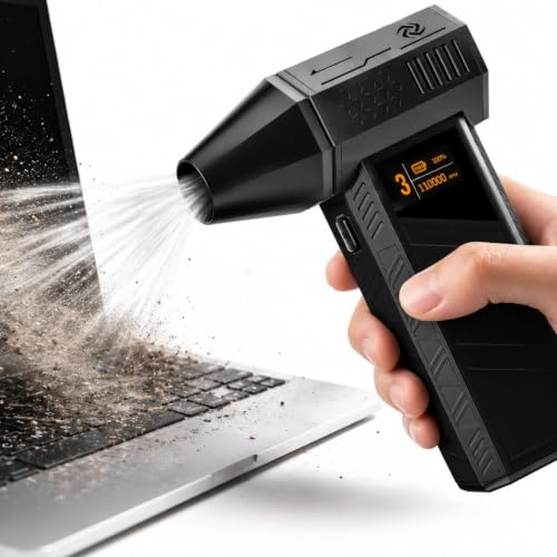 ORDRO X3 PRO 110000RPM Compressed Air Duster | 3-Gear Rechargeable, Air Blower with LED Screen, Dust Blower for Keyboard, PC, Outdoor and Car