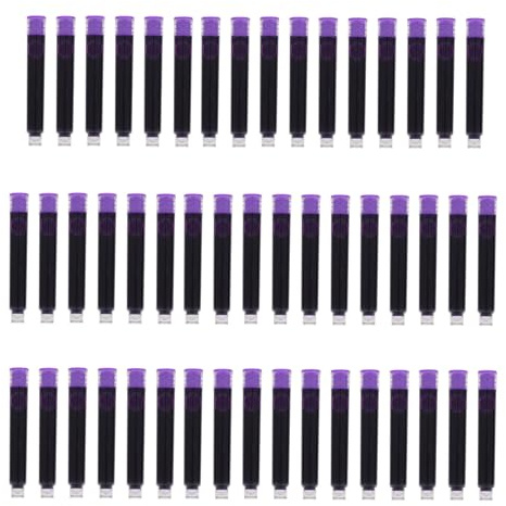 CVUTOVO Fountain Pen Ink Cartridges 50pcs Purple Plastic with Ergonomic Design for Writing and Learning Environments