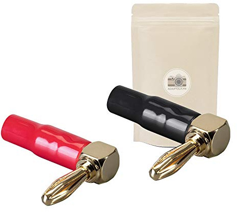 2x Connettore a banana con gomito senza saldatura - placcato oro 18 carati - adattatore audio in forma di L con angolo retto 90° - ADAPTOUT marca francese