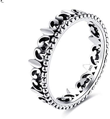 Kronenringe 925 Sterling Silber Damen Vintage Ring Tiara King Crown, 8