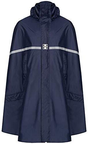 HOCK Premium regnponcho med dragkedja – perfekt för elcyklar och moped – cykelponcho vattentät med reflektorer – män kvinnor regnskydd – högkvalitativa regnkläder, marinblå, XL