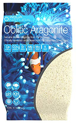 Aqua Natural Oolitic Aragonite 20lb Aquarium Sand for Reef, Saltwater and Marine Tanks and Aquariums