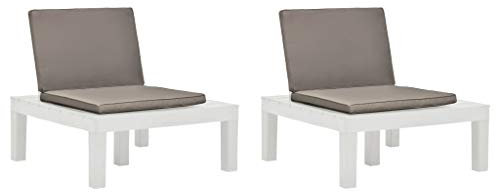 Festnight Trädgårdsstolar med kuddar 2 st. Balkongstol stol trädgårdsstol trädgårdsstolar stolar stolar trädgårdsmöbler fåtölj balkonstkvarn plast vit 78 x 78 x 70 cm