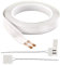 FROGBRO White Super Flat Wire Speaker Cable, Self Adhesive Low Profile Can be Hidden Tape, DIY Audio Cable + 2×Connectors, 2 Copper Conductors, 2×0.5mm², 0.63 W x 25ft L
