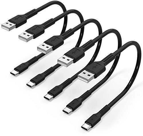 6 inch Short Fast Charging Cord, 5 Pack Durable USB A to USB Type C 3A Cable for Charging Station Compatible with Samsung Galaxy Note 9 10 S10 S20 S30 OnePlus 7T 8T LG V30 V40