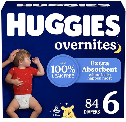 Huggies Size 6 Overnites Baby Diapers: Overnight Diapers, Size 6 (35+ lbs), 84 Ct (2 Packs of 42), Packaging May Vary