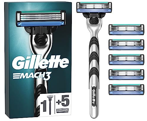Gillette Mach3 Nassrasierer Herren, Rasierer + 6 Rasierklingen mit 3-fach Klinge, Geschenk für Männer