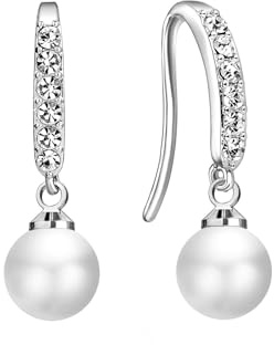 Philip Jones Silver Plated Pearl Drop Earrings Created with Zircondia® Crystals