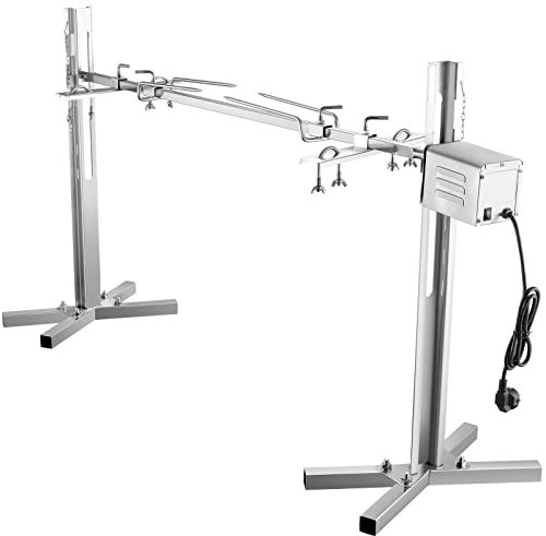 KELUNIS Kit De Asador Eléctrico para Barbacoa Acero Inoxidable Parrilla Automática Motor De 15W Y Altura Ajustable para Barbacoa De Fogata Al Aire Libre De Cordero De Cerdo De 30 Kg (66 LB)
