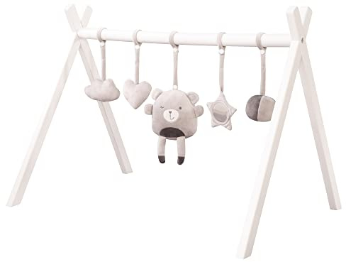roba Traino da Gioco per Bambini e addestramento Secondo Montessori, Laccato Bianco, in Legno, 56 x 69 x 49,5 cm, con Set di Giochi roba Style Grigio