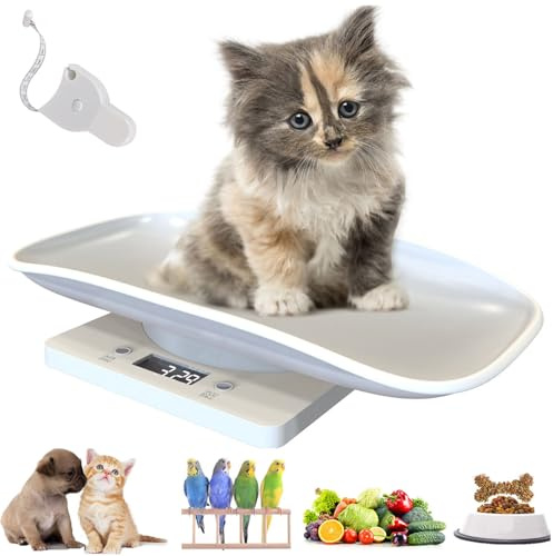 Puppy Scales 15KG Pet Baby Weighing Scales, Digital Pet Scale Multifunction Kitchen Scales, Small Cat Dog Scale, LCD Electronic Scale, Switchable Unit g/lb/oz, for Hamster Bunny Bird Cats,15KG/33 lbs