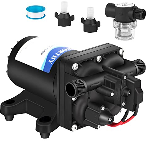 ECO-WORTHY 42-Series 12V RV Water Pump with Pressure Switch, 3.5GPM 55PSI 12 Volt Water Pressure Diaphragm Pump Self Priming for Boat Marine Shower Camper Truck Potable Use