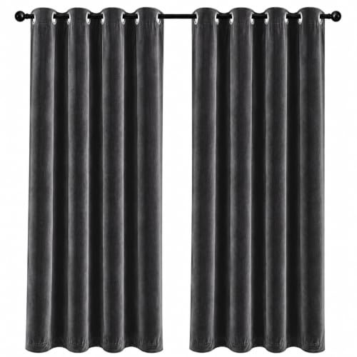 Cleanlevel Samtvorhang (2er Set) 140x245 cm – Vorhänge Blickdicht mit Ösen – Hochwertige blickdichte Vorhänge mit Hitzeschutz & Kälteschutz