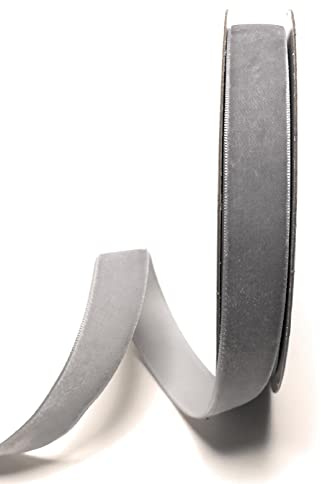 s.dekoda Dekoband Samt 10m x 15mm Grau Samtband Samtborte Schleifenband [D1244-127]