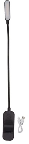 Garosa LED Buchleuchte mit Clip, 8 LEDs, USB Aufladbar, 3 Helligkeitsstufen, 43,5 cm, Schwarz, 450mAh Akku