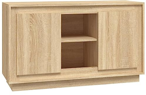 vidaXL Sideboard, Kommode mit viel Stauraum, Mehrzweckschrank Schrank mit 6 Fächern, Beistellschrank Anrichte für Wohnzimmer, Sonoma-Eiche Holzwerkstoff
