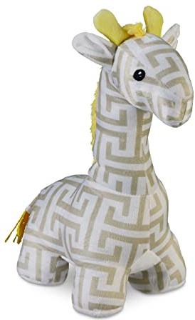 Relaxdays Türstopper Giraffe, Stoff & Sand, Türpuffer für Boden, innen, HBT: 35x15x25 cm, Deko Türsack Tier, weiß/beige | innen, HBT: 35x15x25 cm, Deko Türsack Tier