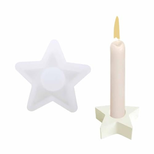 Silikonform Kerzenhalter,Silikon-Gießform Kerzenhalter,für Stabkerzen und Teelichter,Kerze Gips Gießform, Stabkerzenhalter Silikonform Silikon Sterne Herzförmig, Für Halloween Weihnachten（Stern）