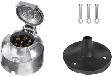 XUEYI Prise Remorque 7 Broches Femelle Metal, avec Joint Arrière, Selon ISO 1724, 12V Prise Remorque 7 Broches Etanche, pour Voiture Camion Caravane RV