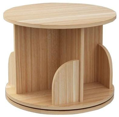 HOUSN Drehbares Bücherregal Zylindrisch 1 Etage, Bücherregal Aus Holz 360° Drehbar Bodenstehendes Bücherregal ​Aufbewahrungsregal Organizer Für Schlafzimme,Braun
