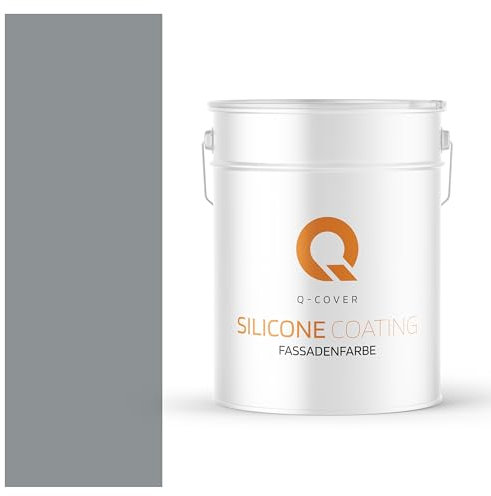 Q-COVER Fassadenfarbe 10 L Grau 7045 Silikonharz Fassadenfarbe Außen Wandfarbe Wetterfest