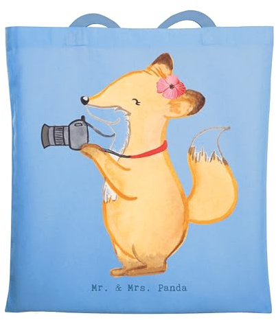 Mr. & Mrs. Panda Einkaufstüte Fotografin Herz - Geschenk, Ausbildung, Laptoptasche, Tasche, Einkaufstasche, Fotografie, Urlaub, Schultasche, Tote Bag, Paparazzi, Shopping