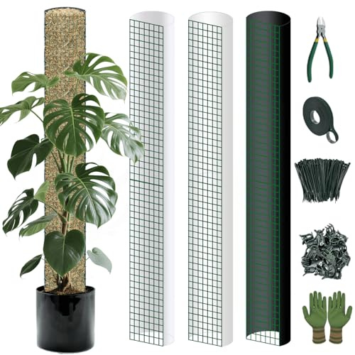 DIY Moss Poles Plastic Monstera Plant Support Self Watering Plant Poles for Climbing Indoor Plants Work with Sphagnum Moss(12 ft D Shaped Moss Pole)
