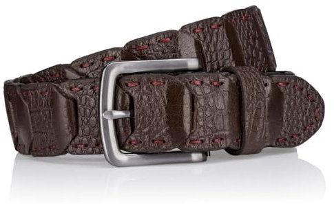 LINDENMANN Premium Gürtel Handmade in EU Patchwork Leder 40 mm braun, Farbe/Color:braun, Size US/EU:Bundweite 95 cm Gesamtlänge 110 cm W 37.4 L